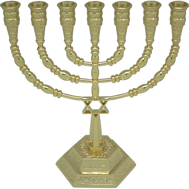 Gold Plated Star of David Menorah – 6.25" (16 cm) Jewish Candle Holder - SeasideSPA
