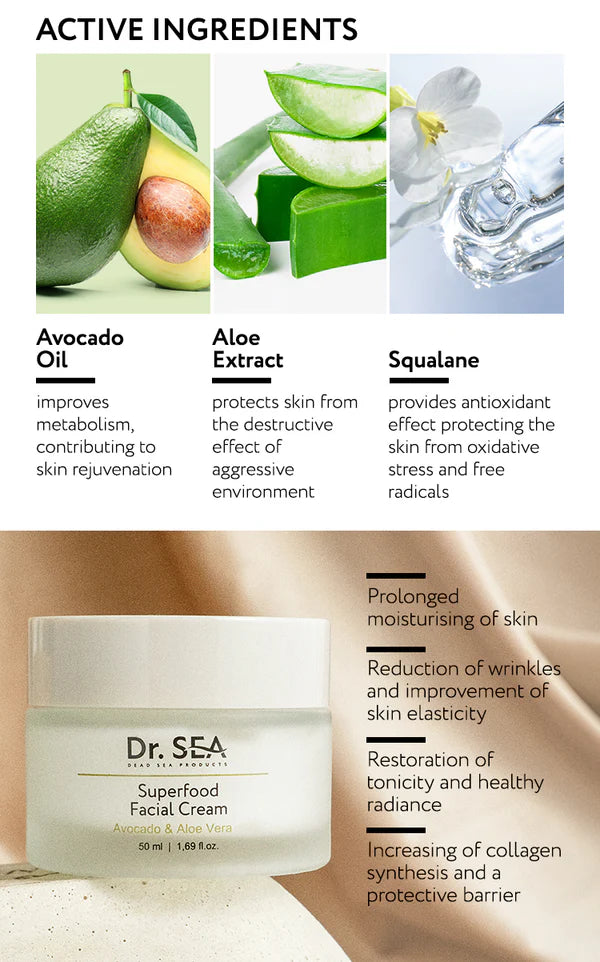 Moisturizing and Nourishing Cream with Avocado Oil and Aloe Vera Extract - SeasideSPA