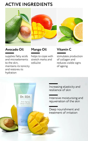 Anti-Aging Body Cream with Avocado Oil and Mango Extract - SeasideSPA