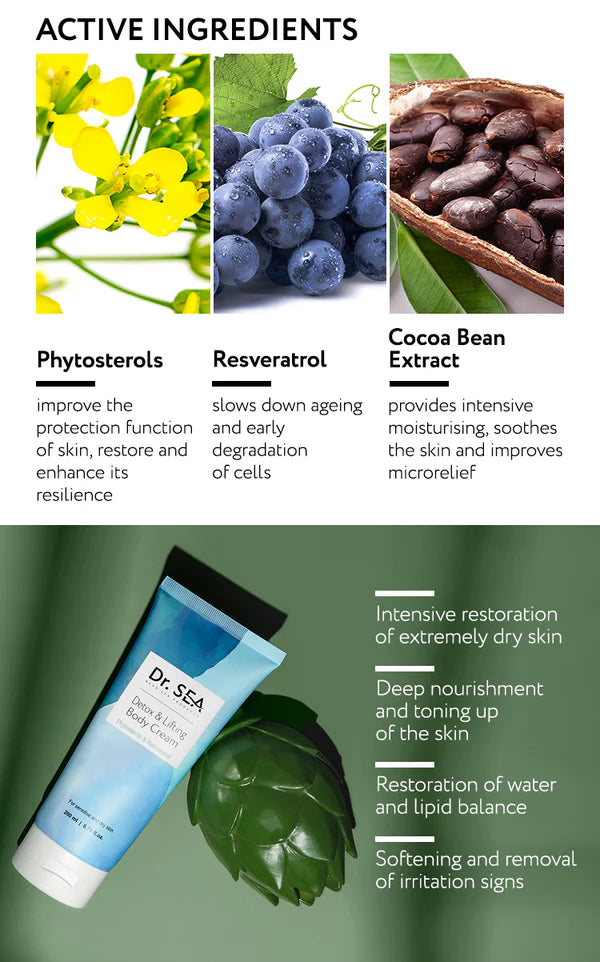 Detox & Lifting Body Cream - Phytosterols & Resveratrol - SeasideSPA
