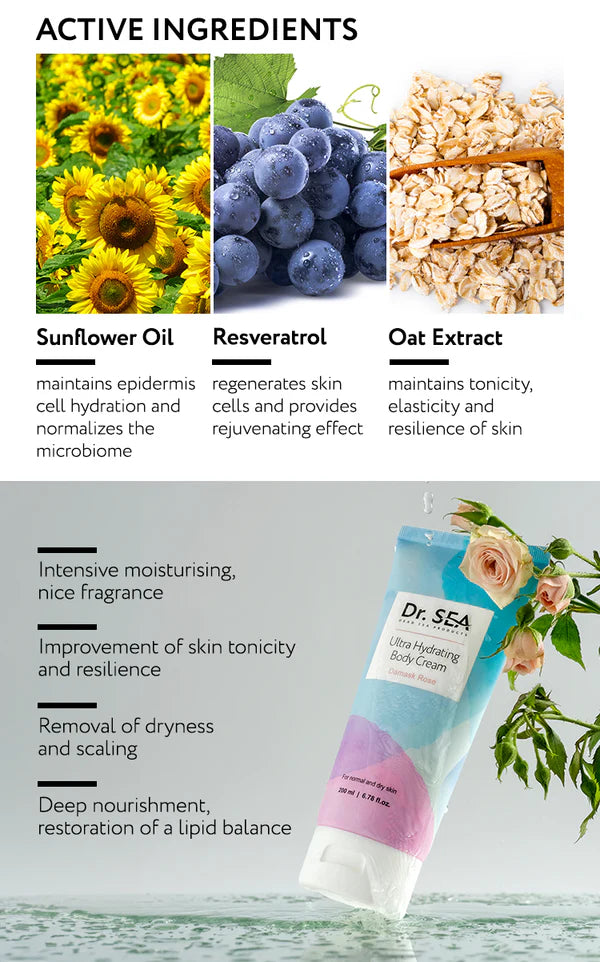 Ultra Hydrating Body Cream - Damask Rose - SeasideSPA