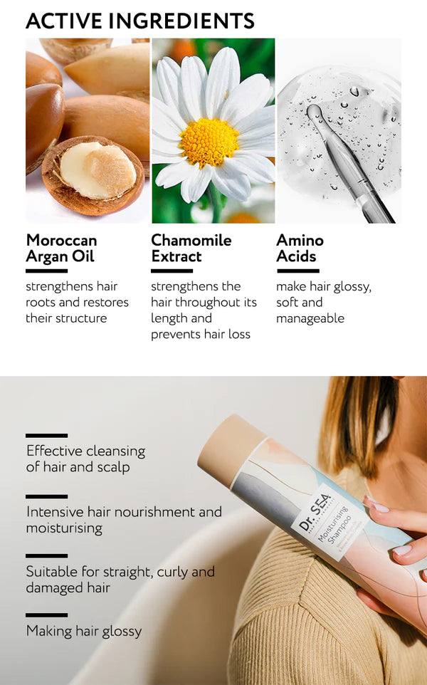 Moisturising Shampoo - Moroccan Argan Oil & Amino Acids Complex - SeasideSPA