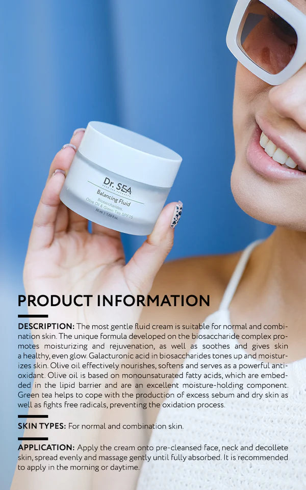 Balancing Fluid - Biosaccharides, Olive Oil & Green Tea Spf15 - SeasideSPA