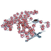 Red Crystal Rosary Beads with Crucifix & Holy Soil Jerusalem - SeasideSPA