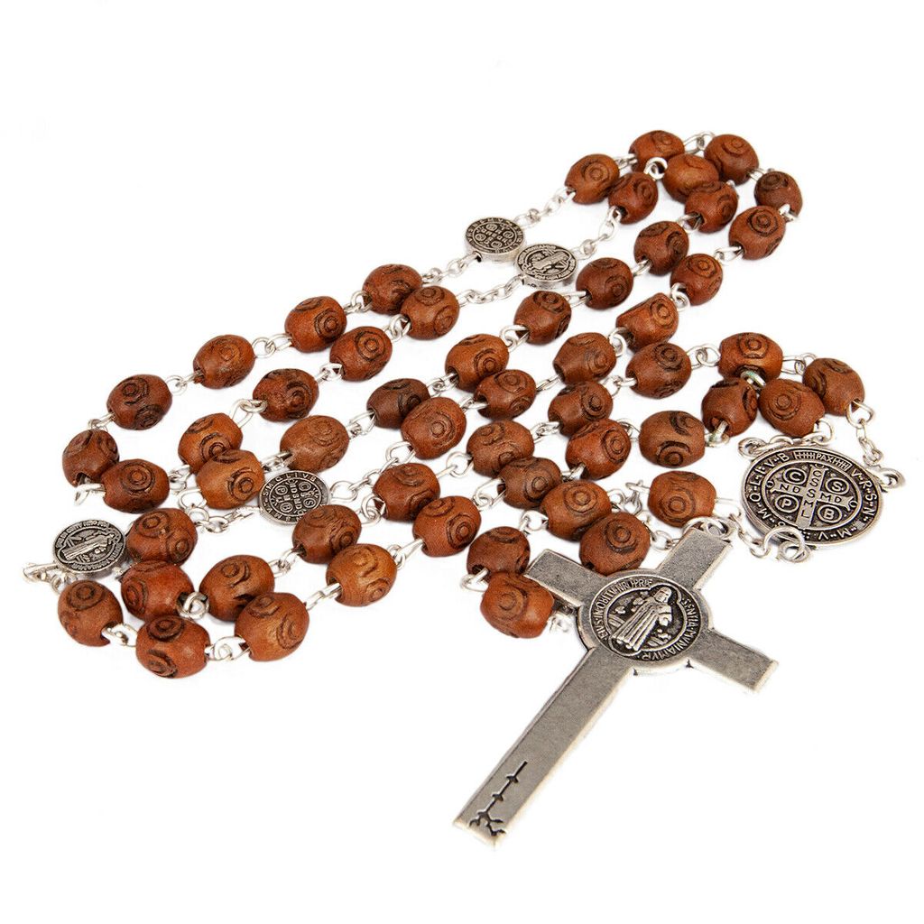 St Benedict Crucifix Rosary Prayer Beads Necklace - SeasideSPA