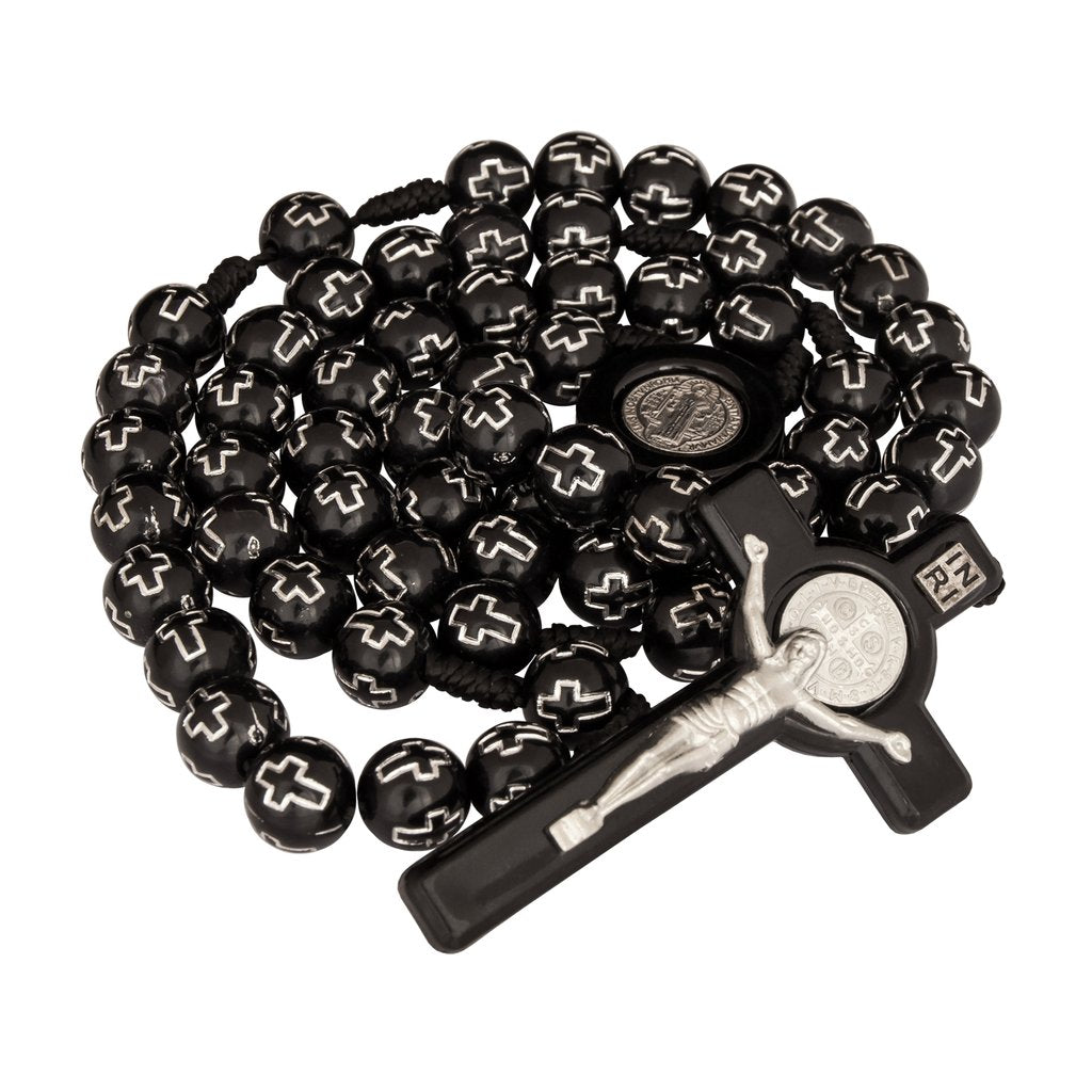 Black Rosary Prayer Beads with Cross – Saint Benedict Catholic Rosary - SeasideSPA