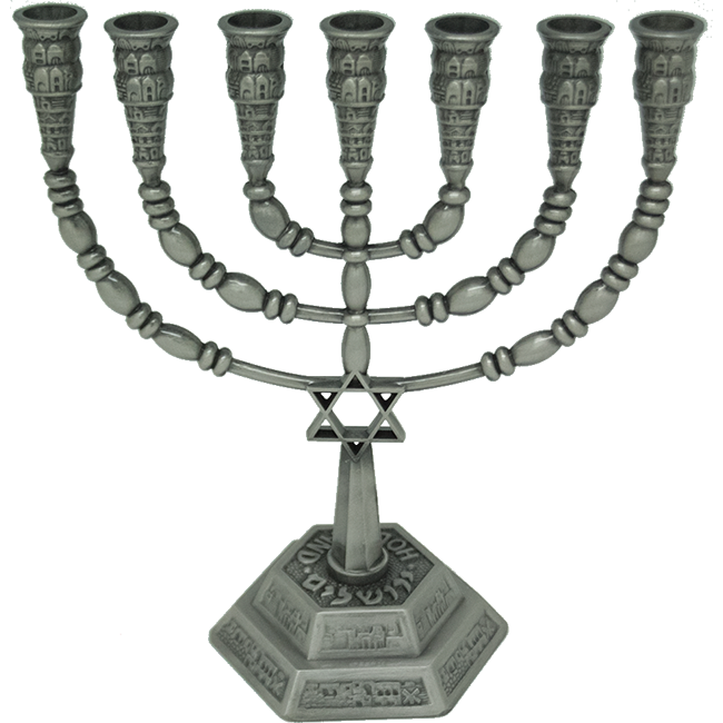 Pewter Plated Star of David Menorah – 6.25" (16 cm) - SeasideSPA