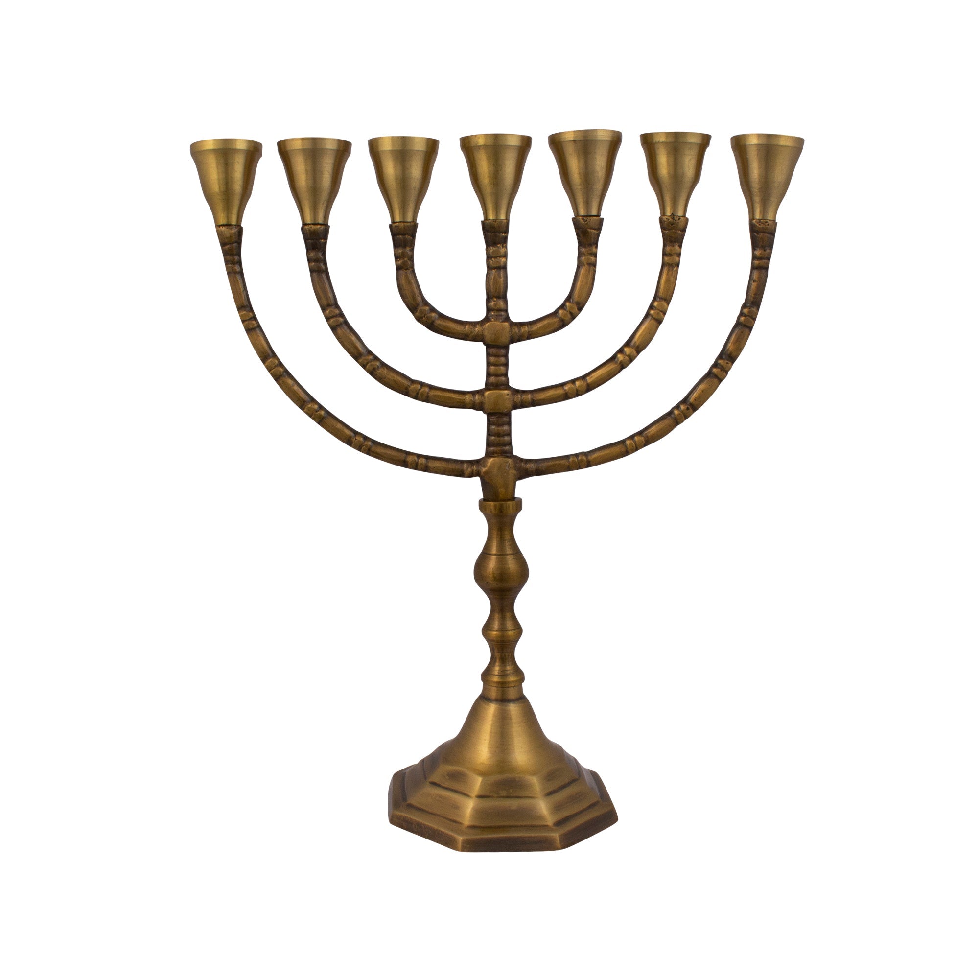 Antique Bronze Menorah – 10 Inch Jewish Candle Holder - SeasideSPA