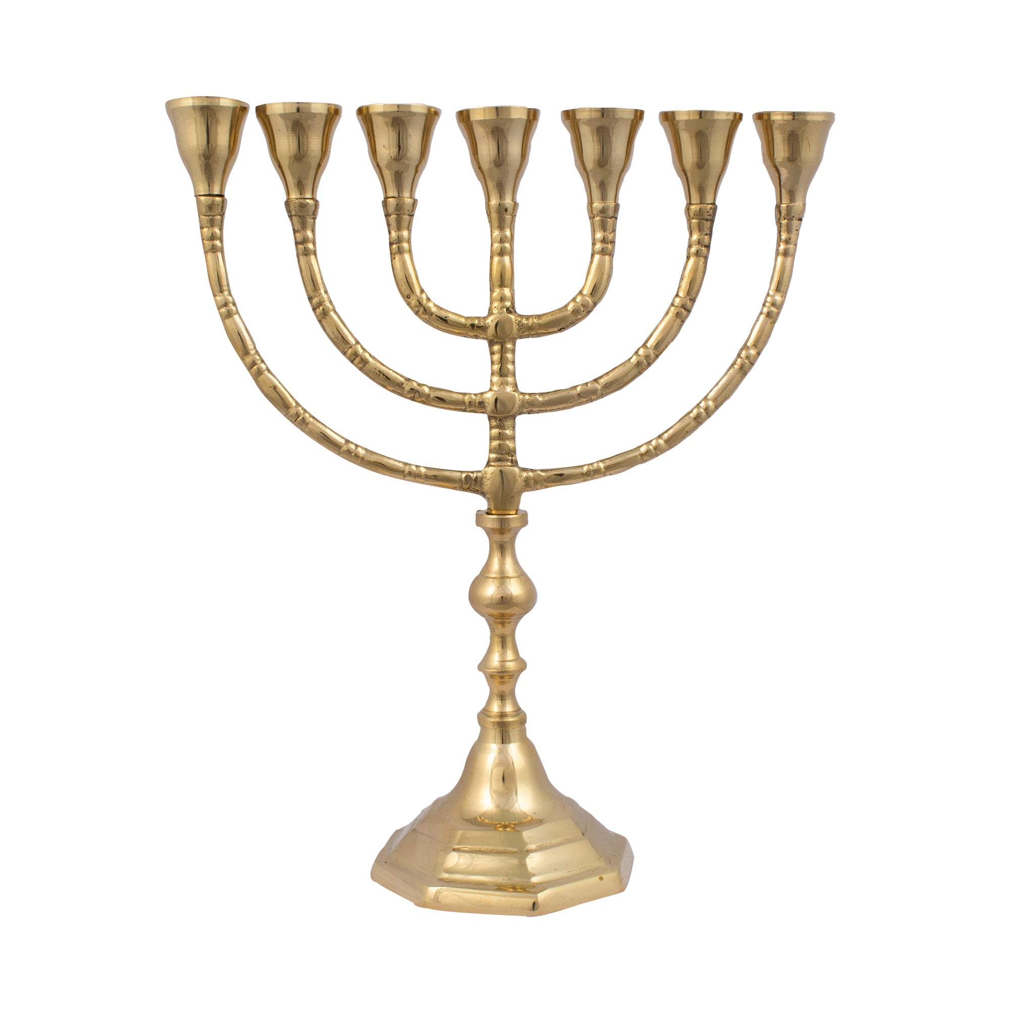 Brass Finish Menorah – 10 Inch Hanukkah Candle Holder - SeasideSPA