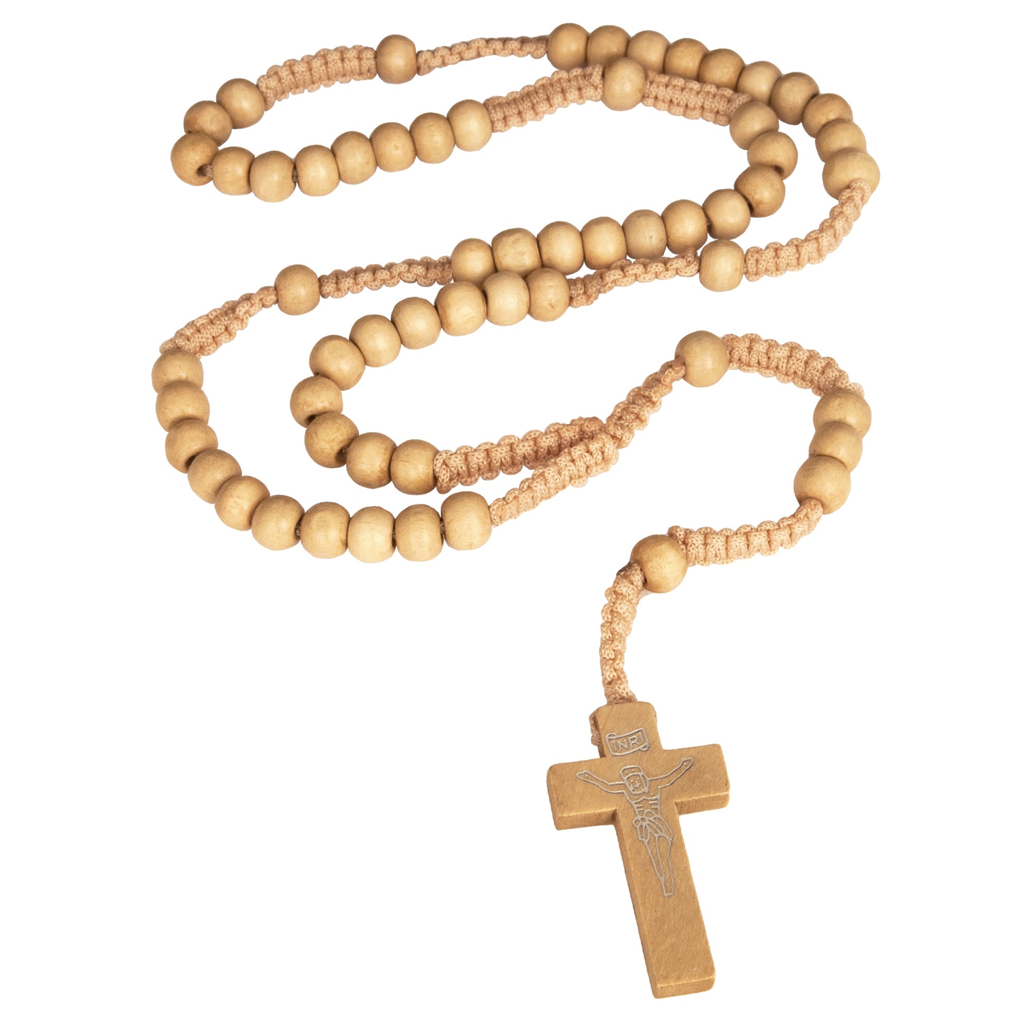 Catholic Light Beige Wooden Rosary Beads with Crucifix – Prayer Rosary from Jerusalem - SeasideSPA