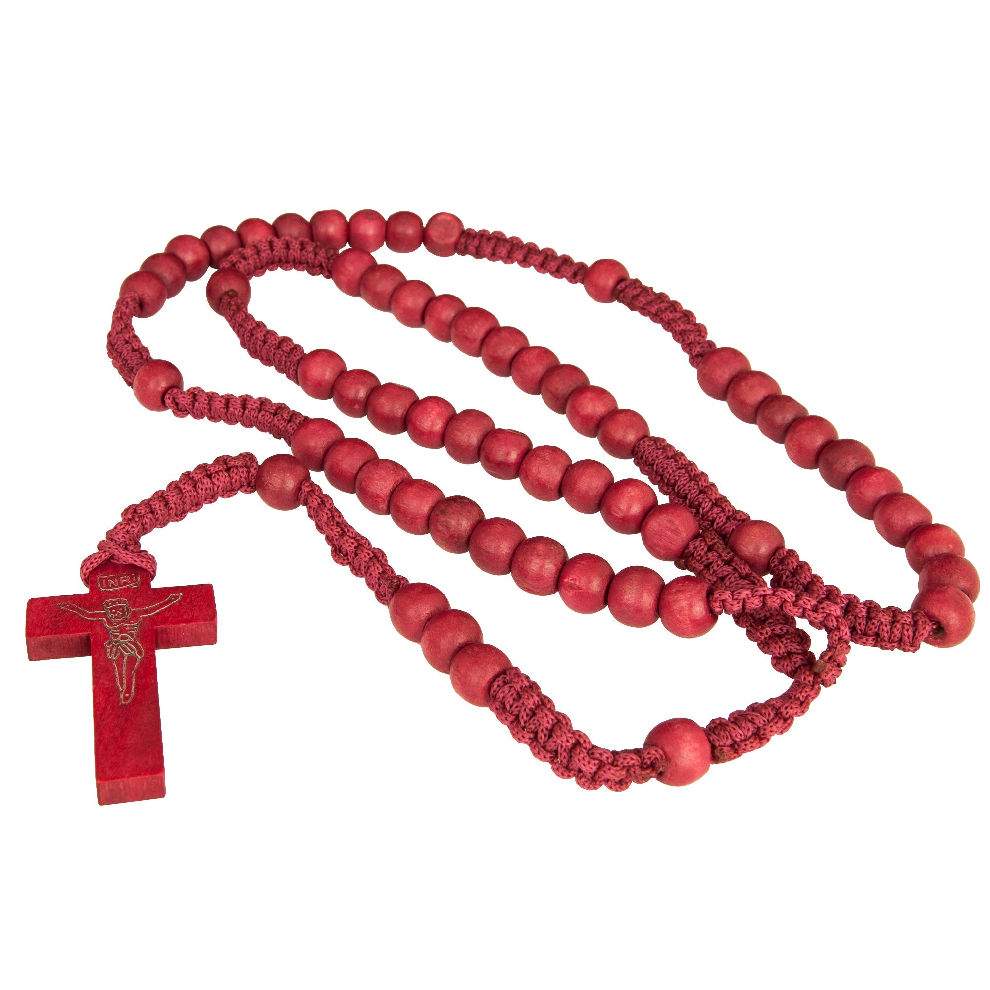 Catholic Red Wooden Rosary Beads with Crucifix – Prayer Rosary from Jerusalem - SeasideSPA