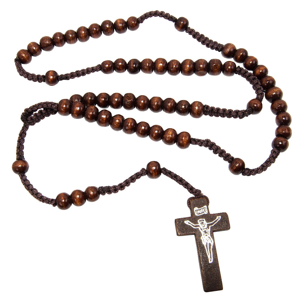 Catholic Brown Wooden Rosary Beads with Crucifix – Prayer Rosary from Jerusalem - SeasideSPA