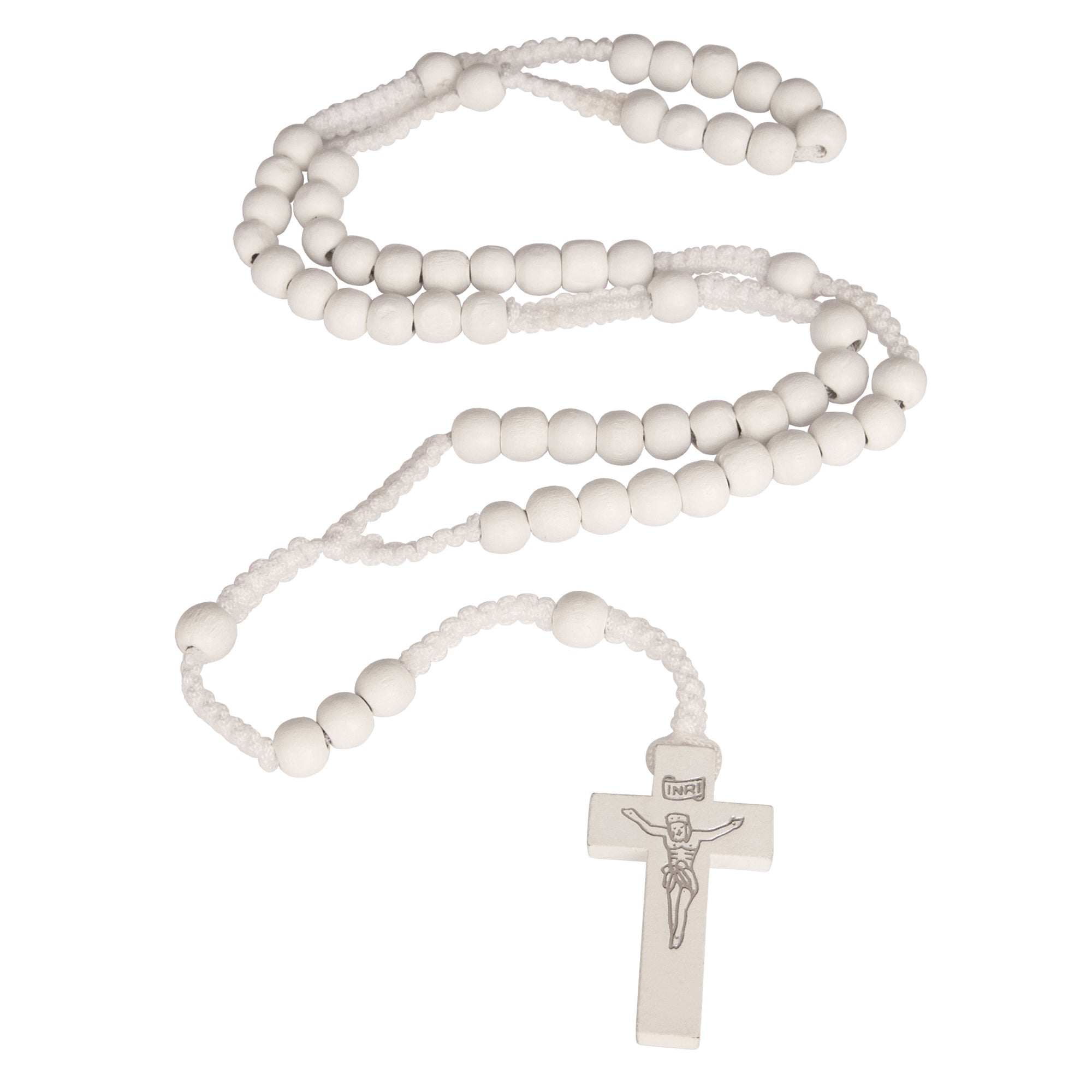 Catholic White Wooden Rosary Beads with Crucifix – Prayer Rosary from Jerusalem - SeasideSPA