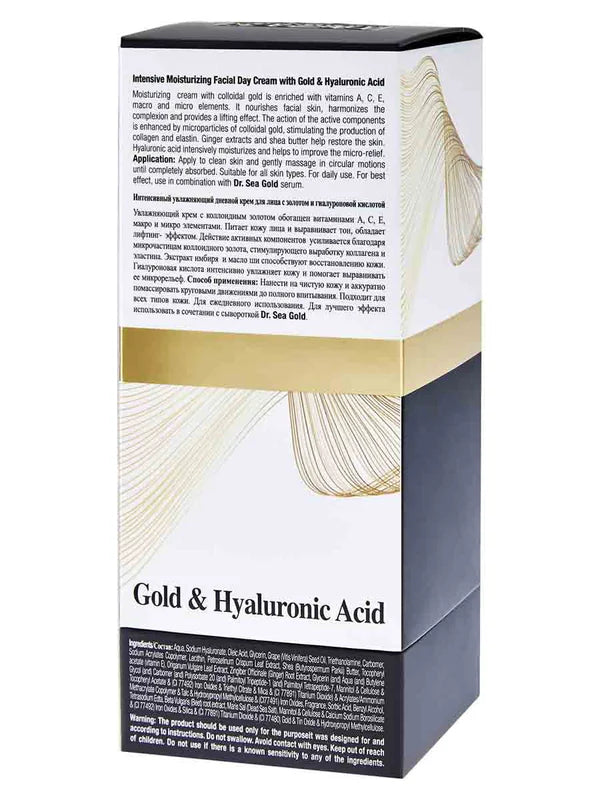 Intensive moisturizing facial day cream with gold and hyaluronic acid - SeasideSPA