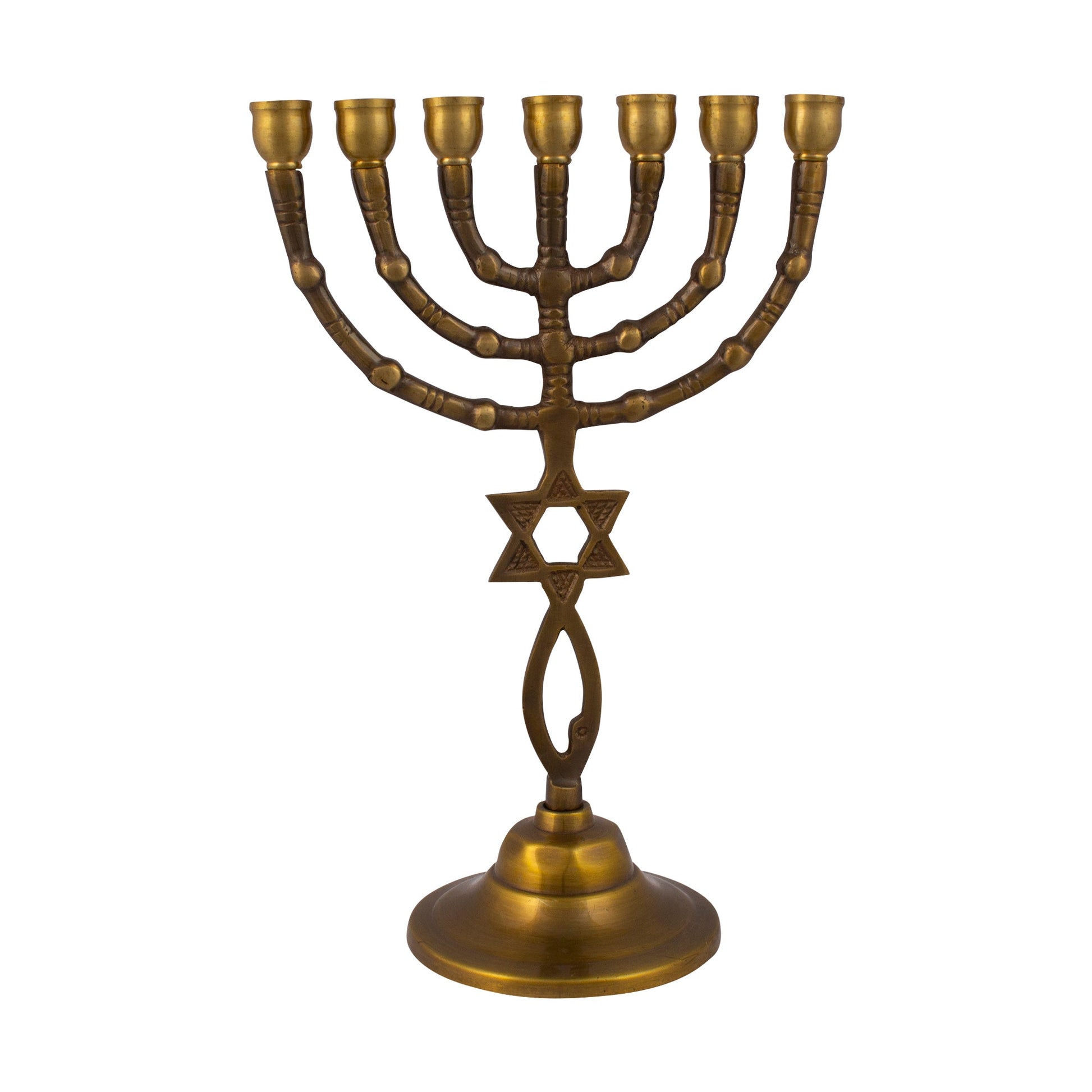 Messianic Symbol Bronze Menorah – 9 Inch Jewish Menorah - SeasideSPA