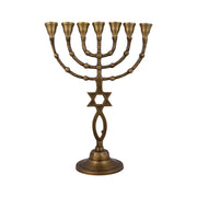 Messianic Symbol Bronze Menorah – 11 Inch Hanukkah Menorah - SeasideSPA