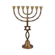 Messianic Symbol Bronze Menorah – 13 Inch Hanukkah Candle Holder - SeasideSPA