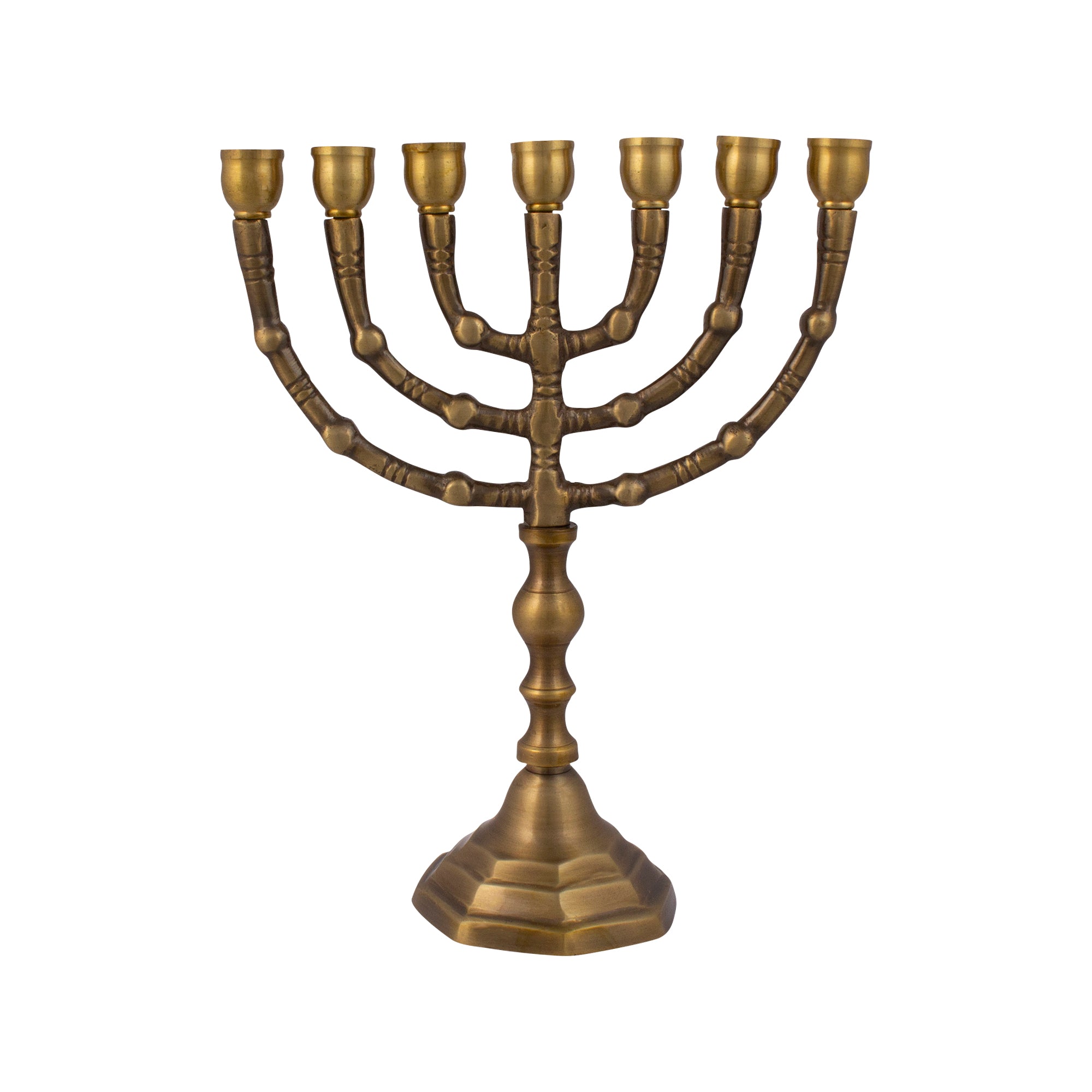 Antique Bronze Ball Design Menorah – 8 Inch Jewish Menorah - SeasideSPA
