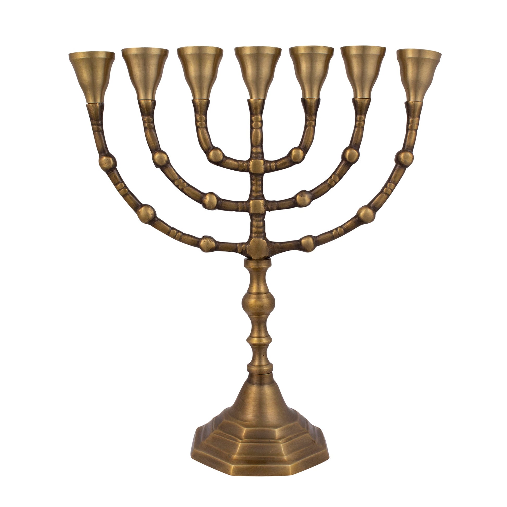 Antique Bronze Ball Design Menorah – 10 Inch Hanukkah Menorah - SeasideSPA
