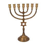 Star of David Antique Bronze Menorah – 8.5" (22 cm) - SeasideSPA