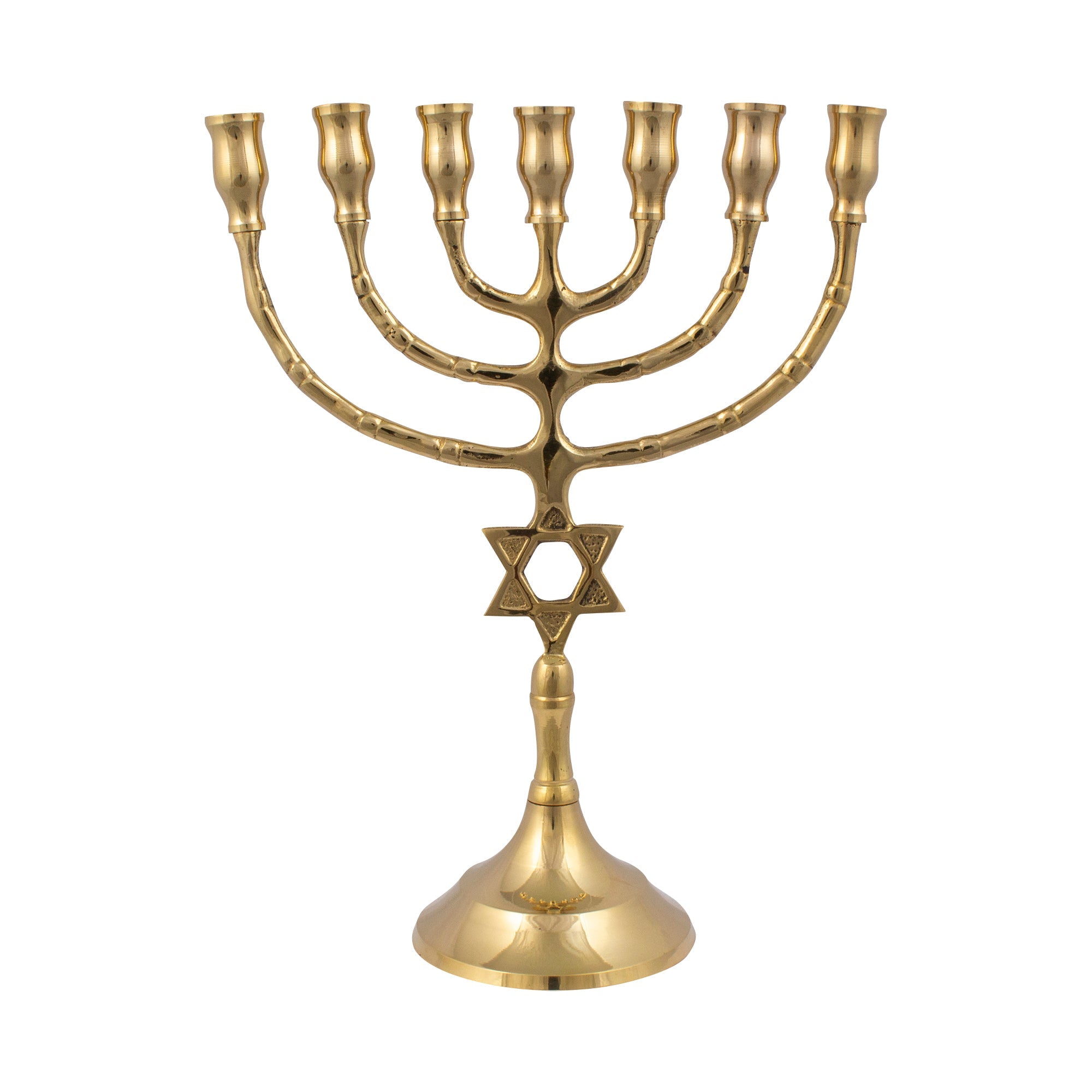 Star of David Brass Finish Menorah – 8.5" (22 cm) - SeasideSPA