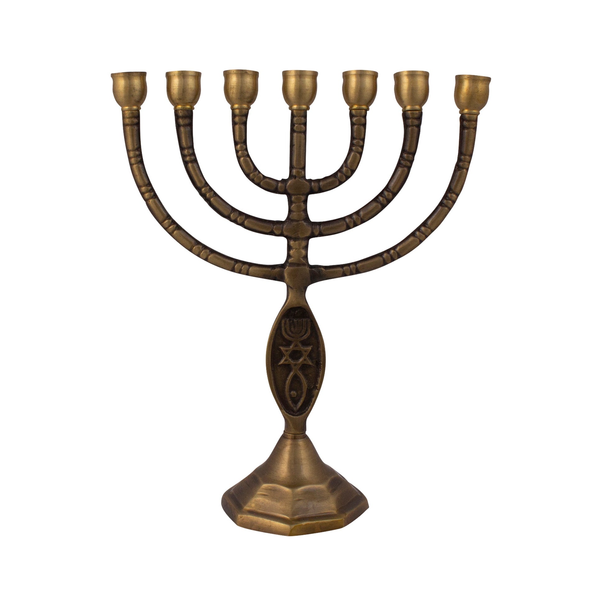 Messianic Symbol Antique Bronze Menorah – 8" (20 cm) - SeasideSPA