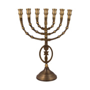 Oval Messianic Symbol Bronze Menorah – 10 Inch Hanukkah Menorah - SeasideSPA