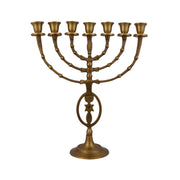 Oval Messianic Symbol Bronze Menorah – 12 Inch Jewish Menorah - SeasideSPA