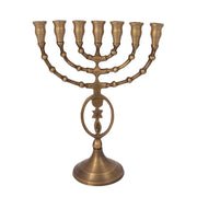 Oval Messianic Symbol Bronze Menorah – 8 Inch Hanukkah Candle Holder - SeasideSPA