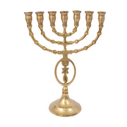 Oval Messianic Symbol Brass Menorah – 8 Inch Jewish Candle Holder - SeasideSPA