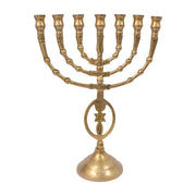 Oval Messianic Symbol Brass Menorah – 10 Inch Hanukkah Menorah - SeasideSPA