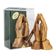 Olive Wood Praying Hands Statue – 6.29 Inch Christian Sculpture - SeasideSPA