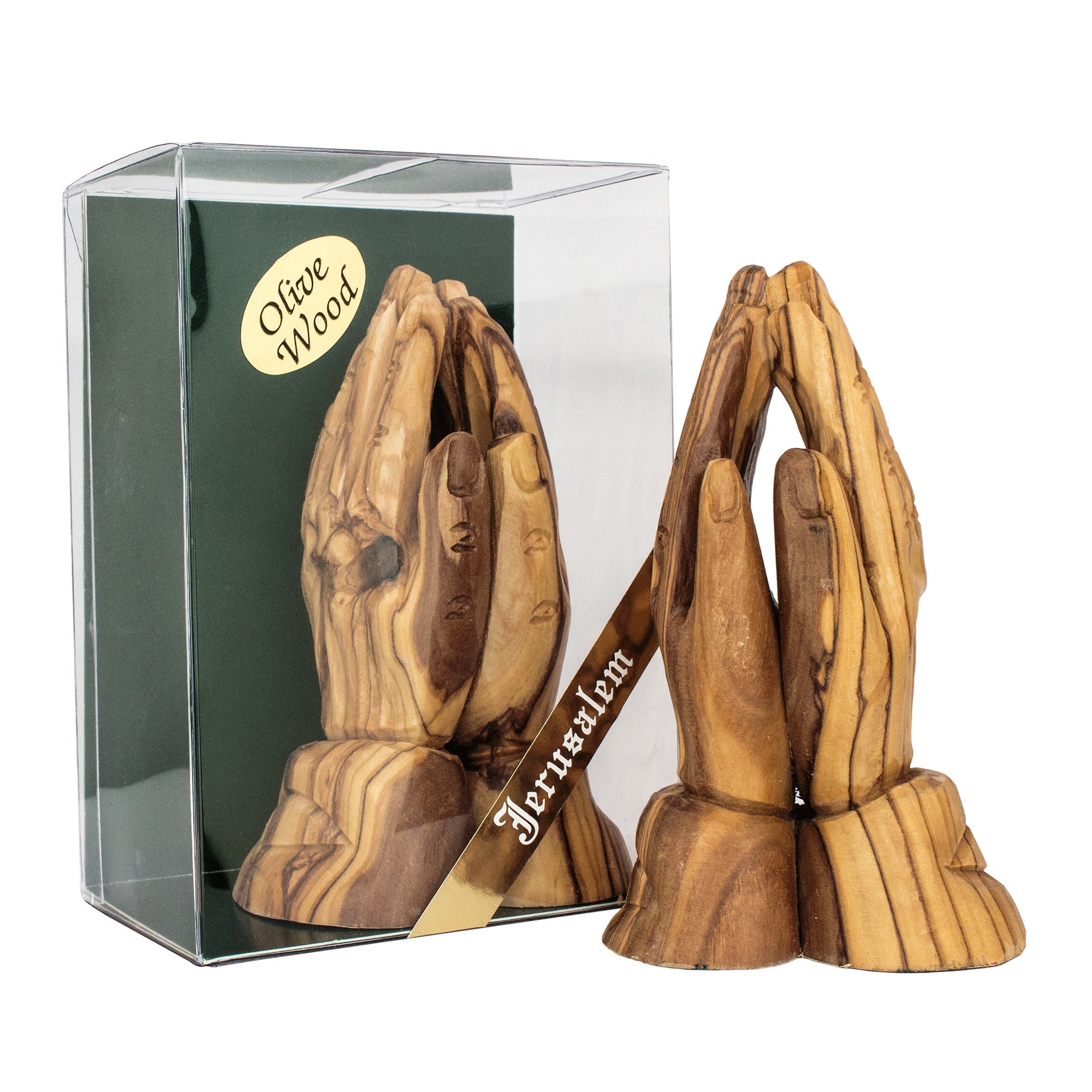 Olive Wood Praying Hands Statue – 6.29 Inch Christian Sculpture - SeasideSPA