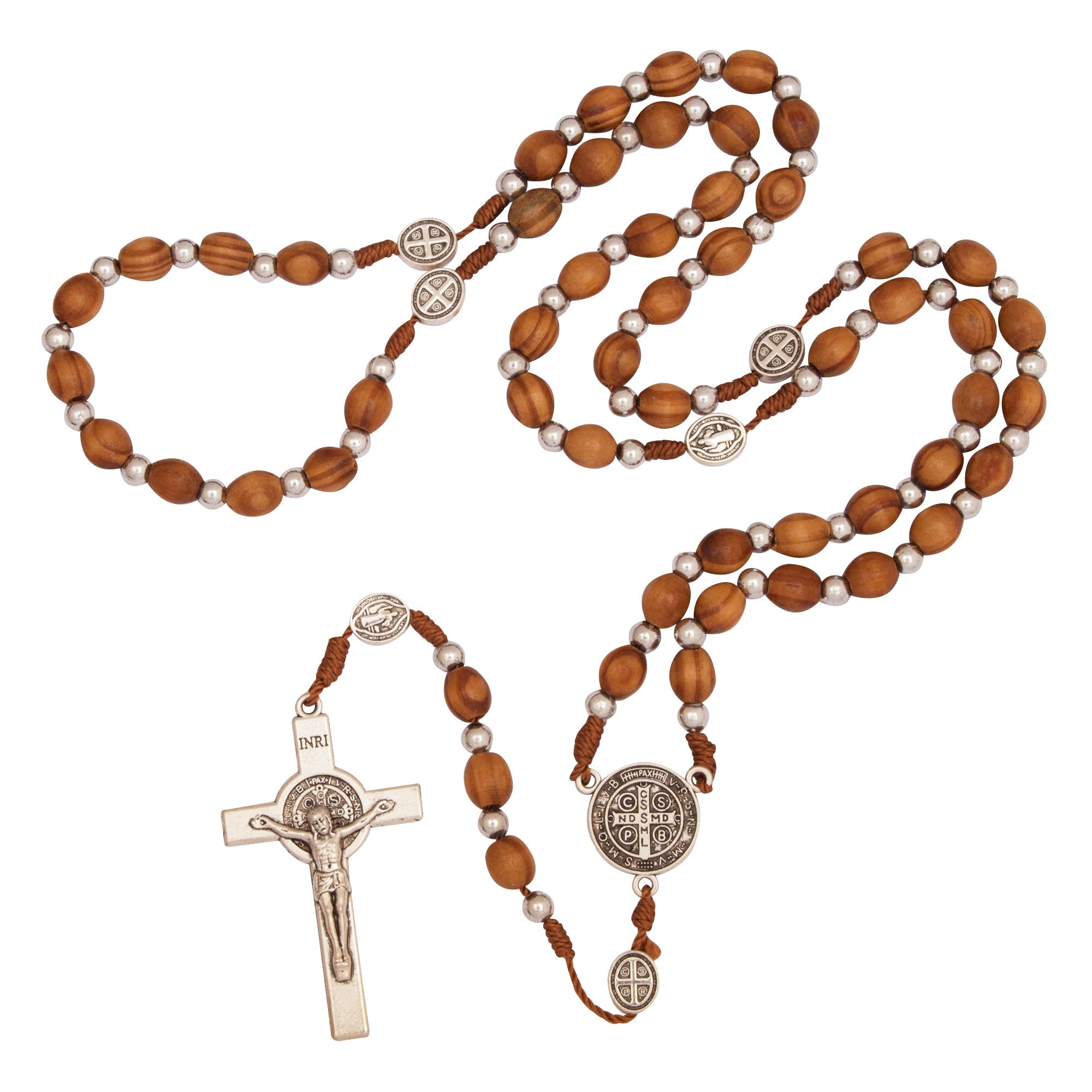 Oval Rosary Beads with St Benedict Crucifix – Catholic Necklace - SeasideSPA