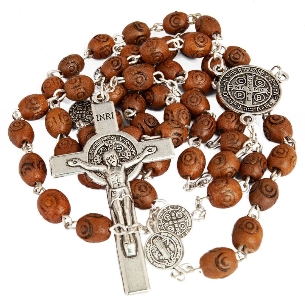 St Benedict Crucifix Rosary Prayer Beads Necklace - SeasideSPA