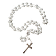 White Rosary Beads with Cross & Holy Soil from Jerusalem - SeasideSPA