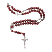 Red Catholic Rosary Beads with Cross & Holy Soil from Jerusalem - SeasideSPA