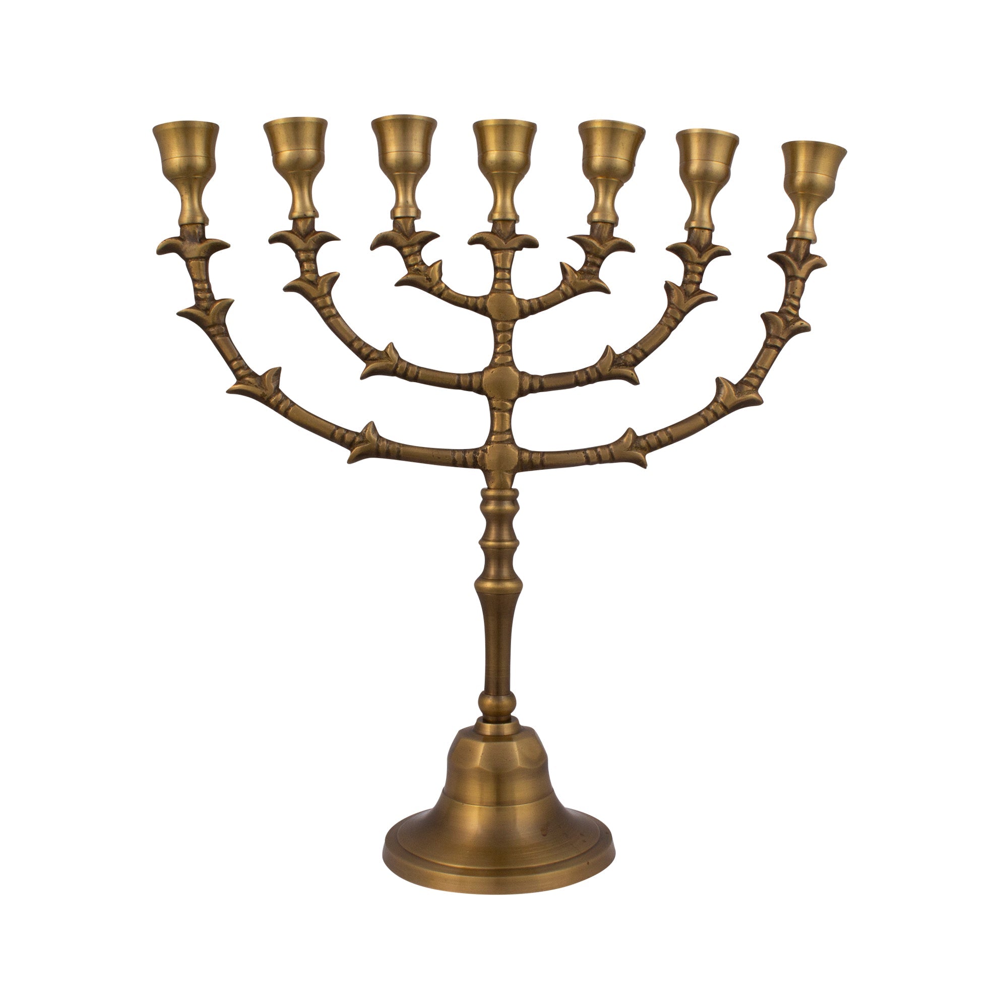 Antique Bronze Leaf Design Menorah – 12 Inch Hanukkah Menorah - SeasideSPA
