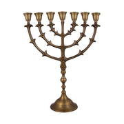 Antique Bronze Leaf Design Menorah – 12 Inch Hanukkah Menorah - SeasideSPA