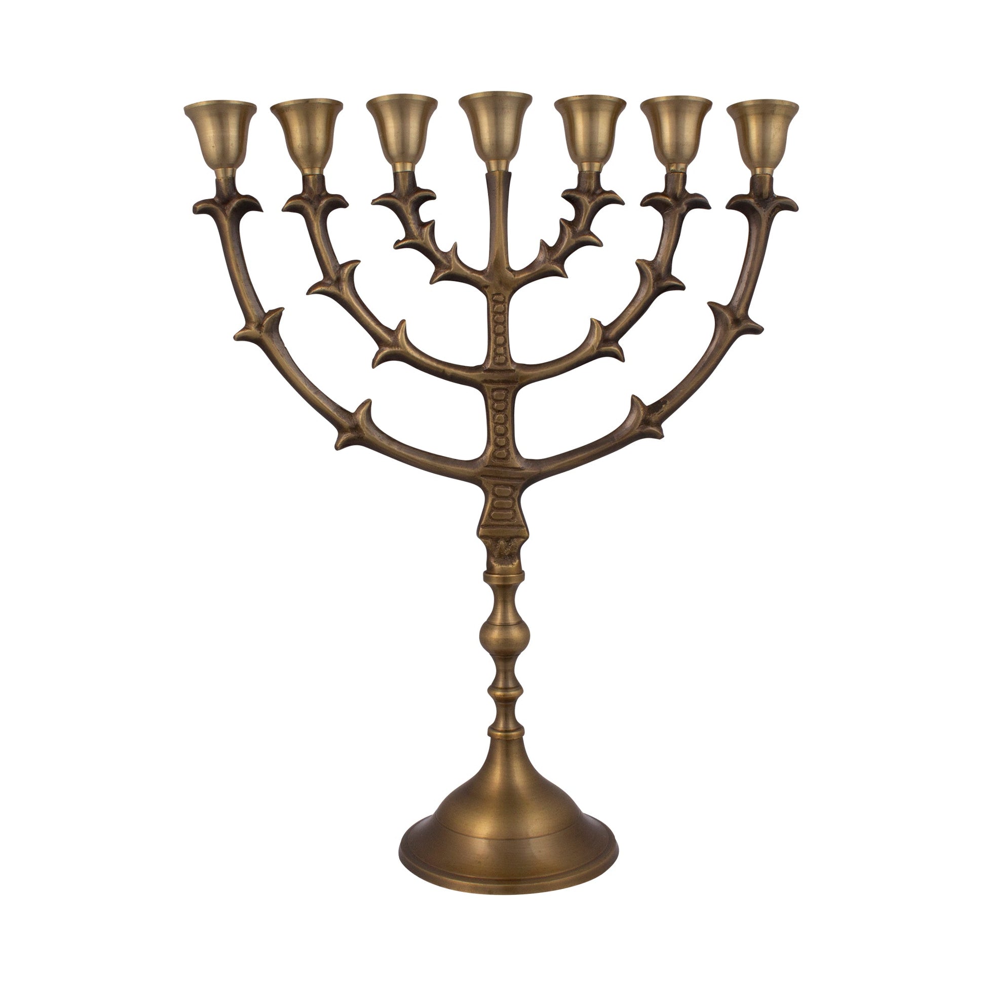 Antique Bronze Leaf Design Menorah – 12 Inch Hanukkah Menorah - SeasideSPA