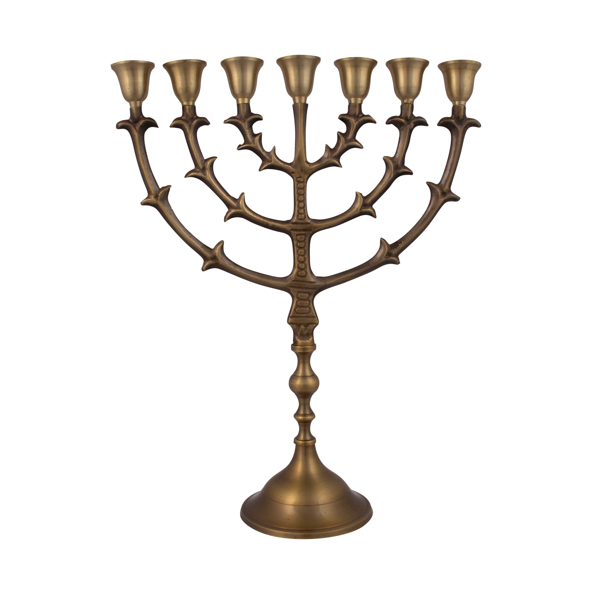 Antique Bronze Leaf Design Menorah – 12 Inch Hanukkah Menorah - SeasideSPA