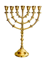 Brass Finish Leaf Design Menorah – 12 Inch Hanukkah Menorah - SeasideSPA