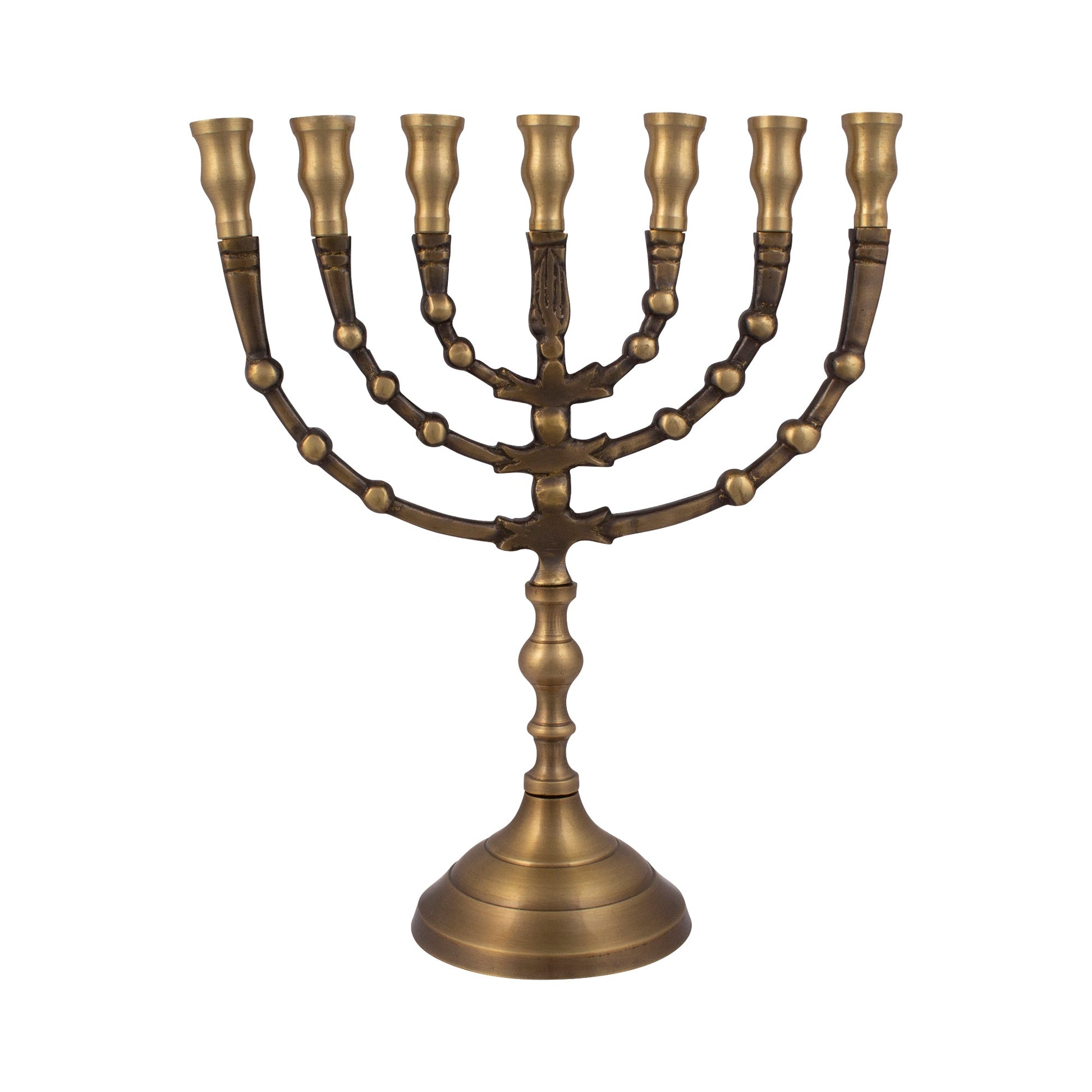 Antique Bronze Ball Design Menorah – 9 Inch Hanukkah Menorah - SeasideSPA