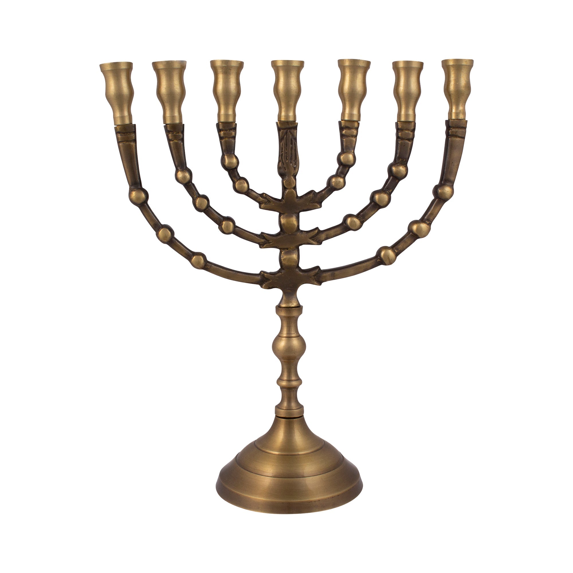 Antique Bronze Ball Design Menorah – 9 Inch Hanukkah Menorah - SeasideSPA