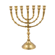 Brass Finish Ball Design Menorah – 9 Inch Hanukkah Candle Holder - SeasideSPA