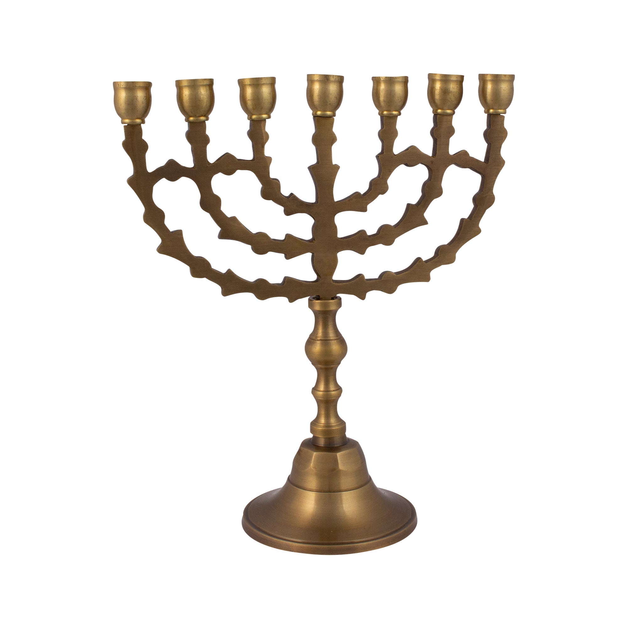 Antique Bronze Leaf Design Menorah – 8" (20 cm) - SeasideSPA