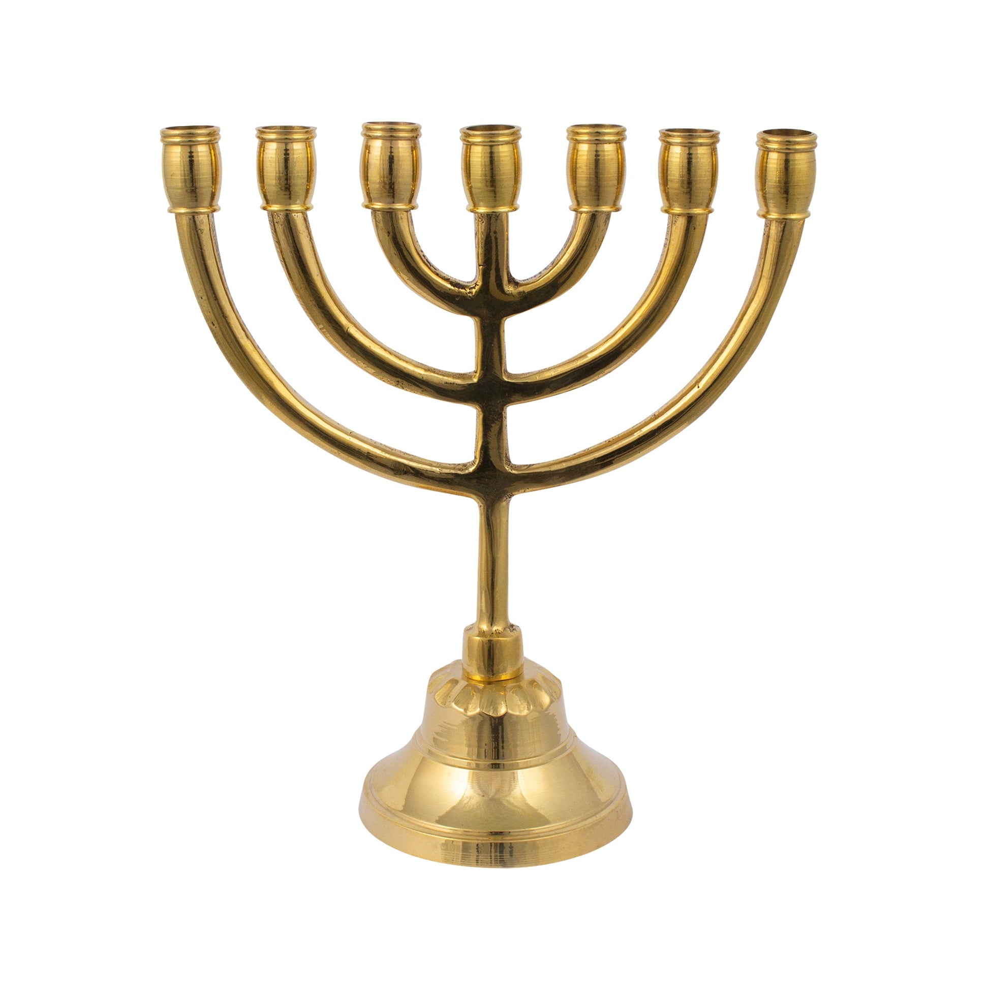 Mini Brass Finish Menorah – 6" (15 cm) - SeasideSPA