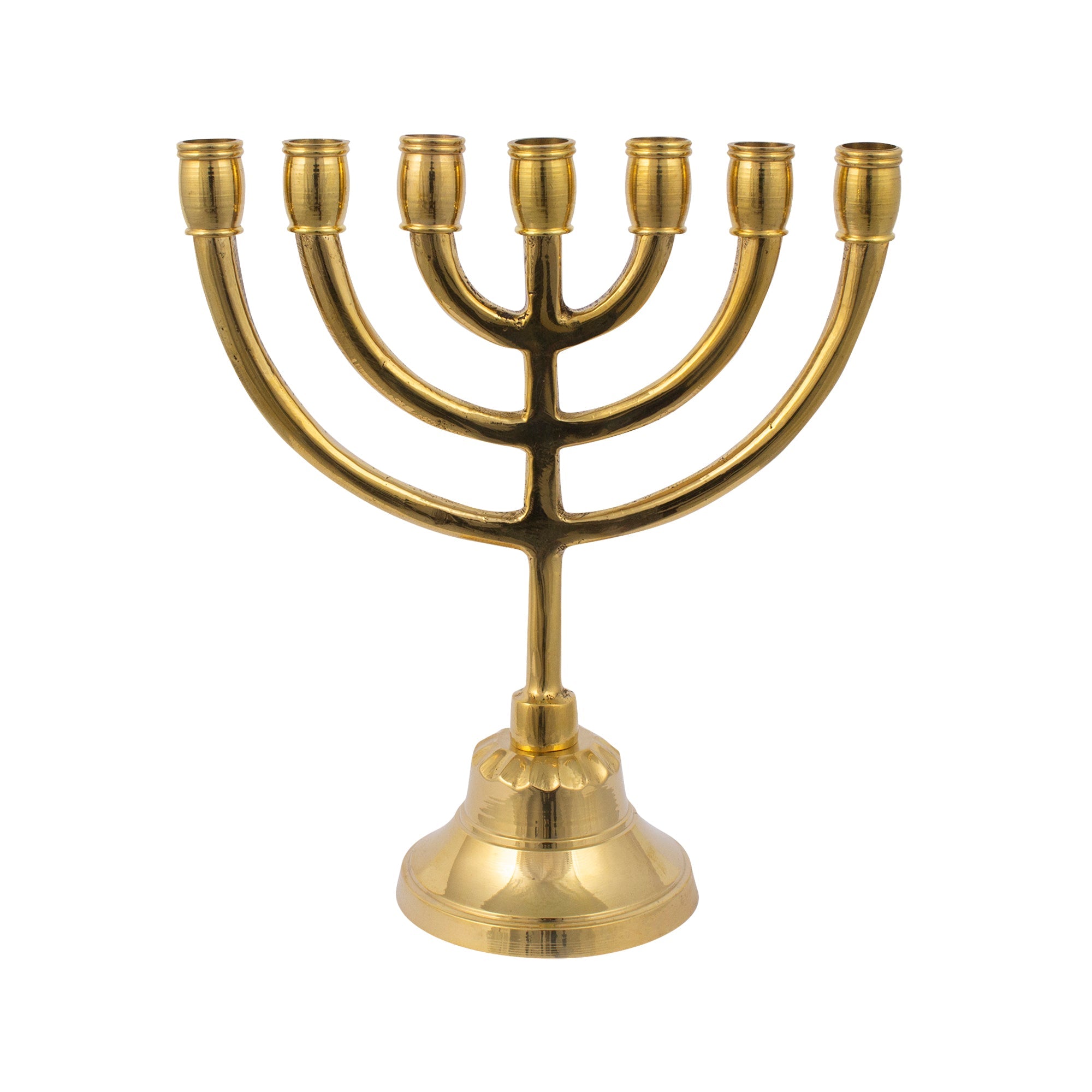 Mini Brass Finish Menorah – 6" (15 cm) - SeasideSPA