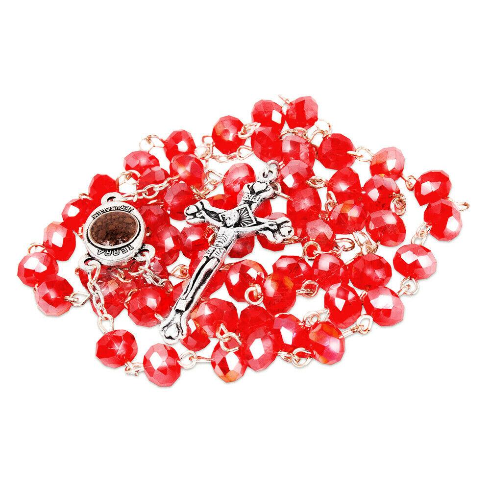 INRI Red Crystal Rosary Beads – Holy Land Catholic Rosary - SeasideSPA