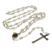 White Pearl Catholic Rosary Beads with Crucifix – Holy Land Rosary - SeasideSPA